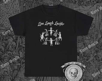 Live Laugh Lucifer T-Shirt, Witches Sabbath Shirt, Funny Witchcraft Tee, Dancing with the Devil, Satanic Tank Top, Occult Medieval Woodcut