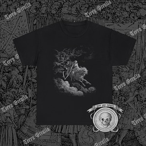 Gustave Doré T-Shirt, Tod auf dem blassen Pferd Shirt, Okkultes T-Shirt, Satanisches Shirt, Reiter der Apokalypse T-Shirt, Die Vision des Todes T-Shirt