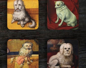 Ugly Medieval Dogs Coaster Set, Middle Ages, Dog Lovers