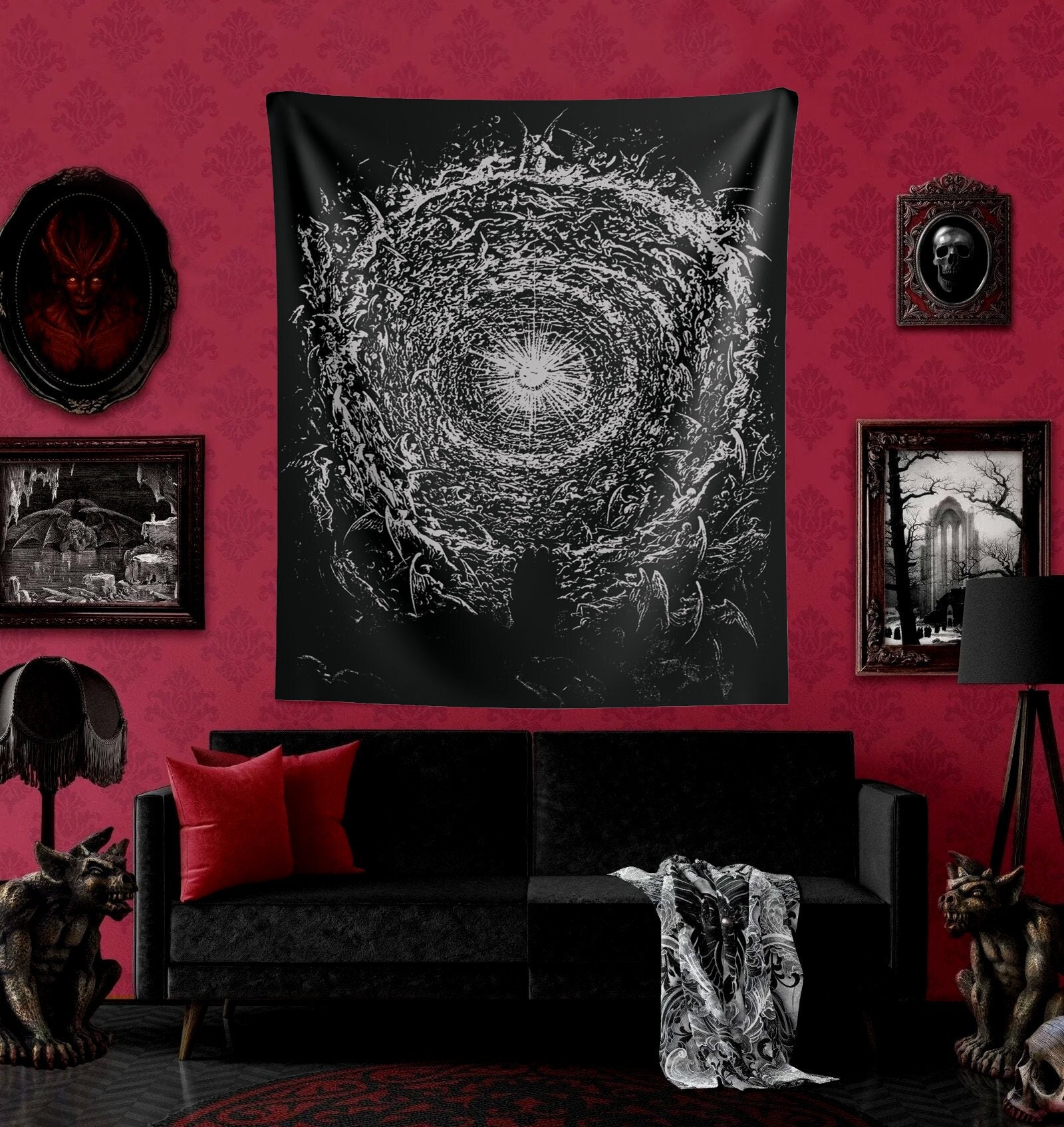 Black Metal Tapestry Etsy