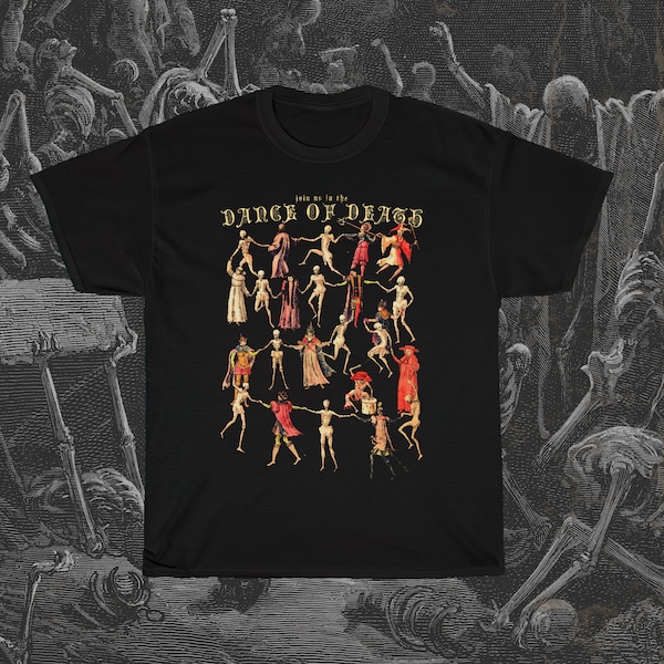 Tanz des Todes Shirt, Memento Mori Shirt, Danse Macabre Shirt, schwarzer Tod Shirt, Pest T-Shirt, lustiges morbides Shirt, mittelalterlicher Holzschnitt