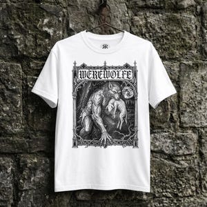 Werewolf Shirt - Wolf Man, Lycanthrope Gothic Horror Graphic Tee White