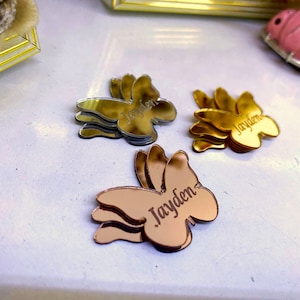 Specchio acrilico a forma di farfalla personalizzato per feste - Grazioso tag per baby shower e regalo personalizzato - Regali per baby shower