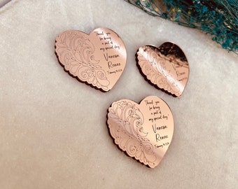 Unique Heart Mirror Magnet - Personalized Wedding Favors and Gifts - Rose Gold Personalized Gift, Bridesmaid Favors