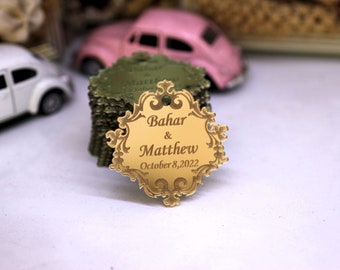 Personalized Vintage Mirror Gift Tags: Wedding, Shower Favors