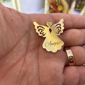 Engraved Acrylic Mirror Angel Tag: Personalized Baby Shower Favor