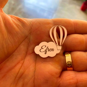 Etichetta a specchio con mongolfiera personalizzata - Etichetta per bomboniere per baby shower - Regalo personalizzato - Etichetta per bomboniere per feste di compleanno - Etichetta per bomboniere personalizzate per feste