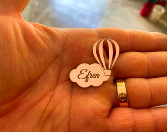 Personalized Air Balloon Acrylic Mirror Tag: Baby Shower Favor