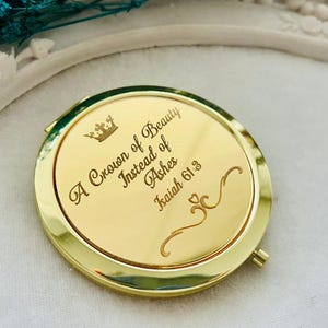 Personalized Rose Gold Compact Mirror, Engraved Bridesmaid Gift
