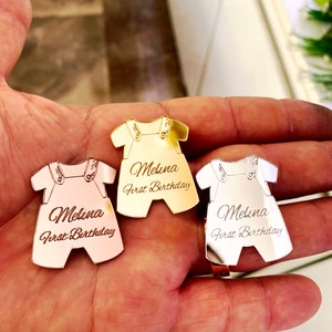 Personalized Baby Rompers Gift Tag | Acrylic Mirror Tag for Baby Rompers and Birthday Presents, Baby Shower Favors - Baby Shower Tag