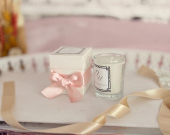 Bomboniere di nozze con candele di cera di soia personalizzate, elegante confezione regalo