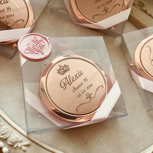 Personalized Compact Luxury Mirror With Gift Boxes, Bridesmaid Proposal Gift, Wedding Gifts For Bridesmaid,Engraved Wedding Favors