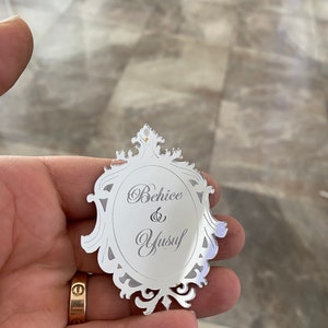Personalized Vintage Style Acrylic Mirror Tags, Party favor tags, vintage gift tags, Personalized Tag, vintage gift wrap, Baby Shower