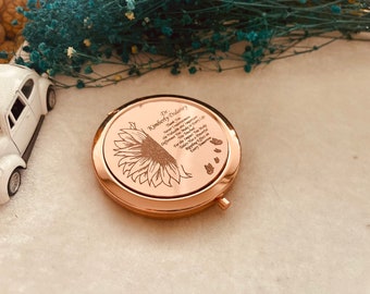 Miroirs de demoiselle d'honneur personnalisés, miroir avec prénom personnalisé, cadeaux personnalisés pour femme, miroir compact, cadeau d'anniversaire de mariage