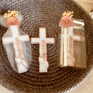 Personalized Baptism Magnet Favors Cross | Custom Christening Magnet Gift | Baby Shower Keepsake | Unique Mi Bautizo Favor