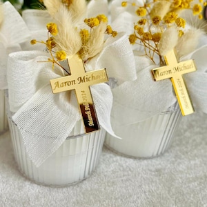 Gepersonaliseerde gouden kaars bedankje voor doop doop communiecadeau