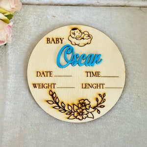 Newborn Baby Stats Sign, Personalized Wooden Birth Announcement, Hospital Footprint Sign, Newborn Photo Prop, Custom Baby Shower Gift