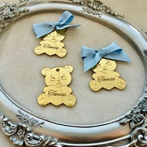 Étiquette miroir ours en peluche | Étiquette de faveur de fête d'anniversaire, étiquette de faveur de baby shower, jeton de réception, cadeaux pour nouveau-né
