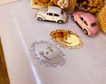 Personalized Acrylic Mirror Tags: Baroque Party Favor Tags