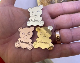 Teddy Bear Acrylic Mirror Tag, Thank You Beary Much, Teddy Bear Birthday, Newborn gifts, Baby shower favors, Baby Shower Tag