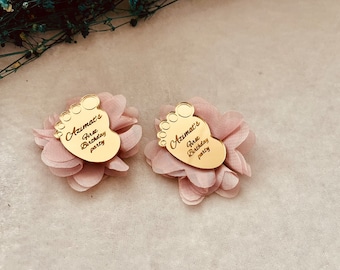Gold Baby Feet Magnet, Personalized Baby Shower Favor, Custom Newborn Gift Keepsake, Welcome Baby Party Favor, Elegant Baby Gift Idea