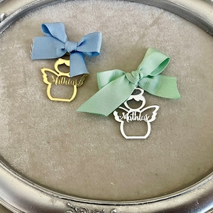 Angel Tag Set - Custom Acrylic Mirror Name Tags for Wedding and Baby Shower Favors