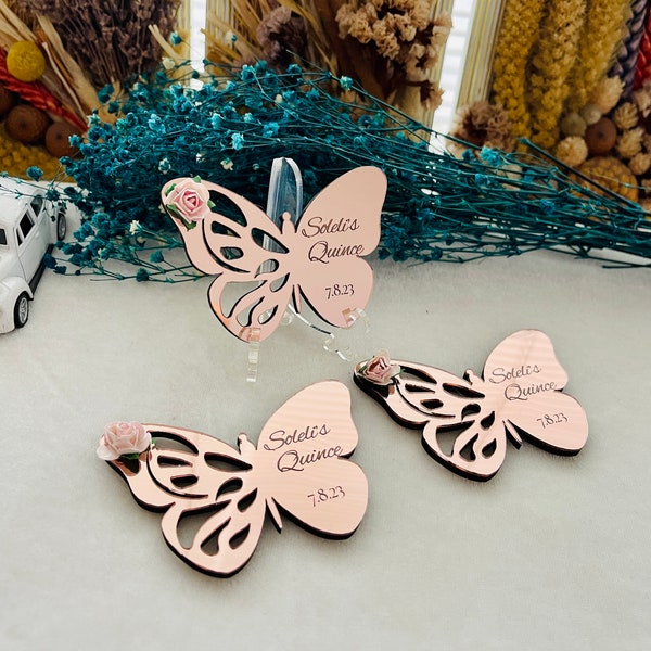 Aimant papillon doré personnalisable - Superbe cadeau de fête Quinceañera et Sweet 16 - Cadeaux Ouinceanera