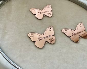 Bellissime etichette regalo con specchio a forma di farfalla - perfette per bomboniere per baby shower, regali di ringraziamento e compleanni - ideali per battesimi
