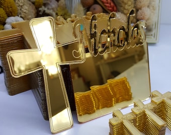 Personalized Baptism Magnet Favor: Mirror Frame, Custom Photo