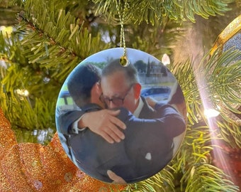 Ornament, father's Day Gift, Personalized, In Memory Ornament,Custom Photo Ornament,Custom Picture Ornament,Family Ornament,Ceramic Ornament