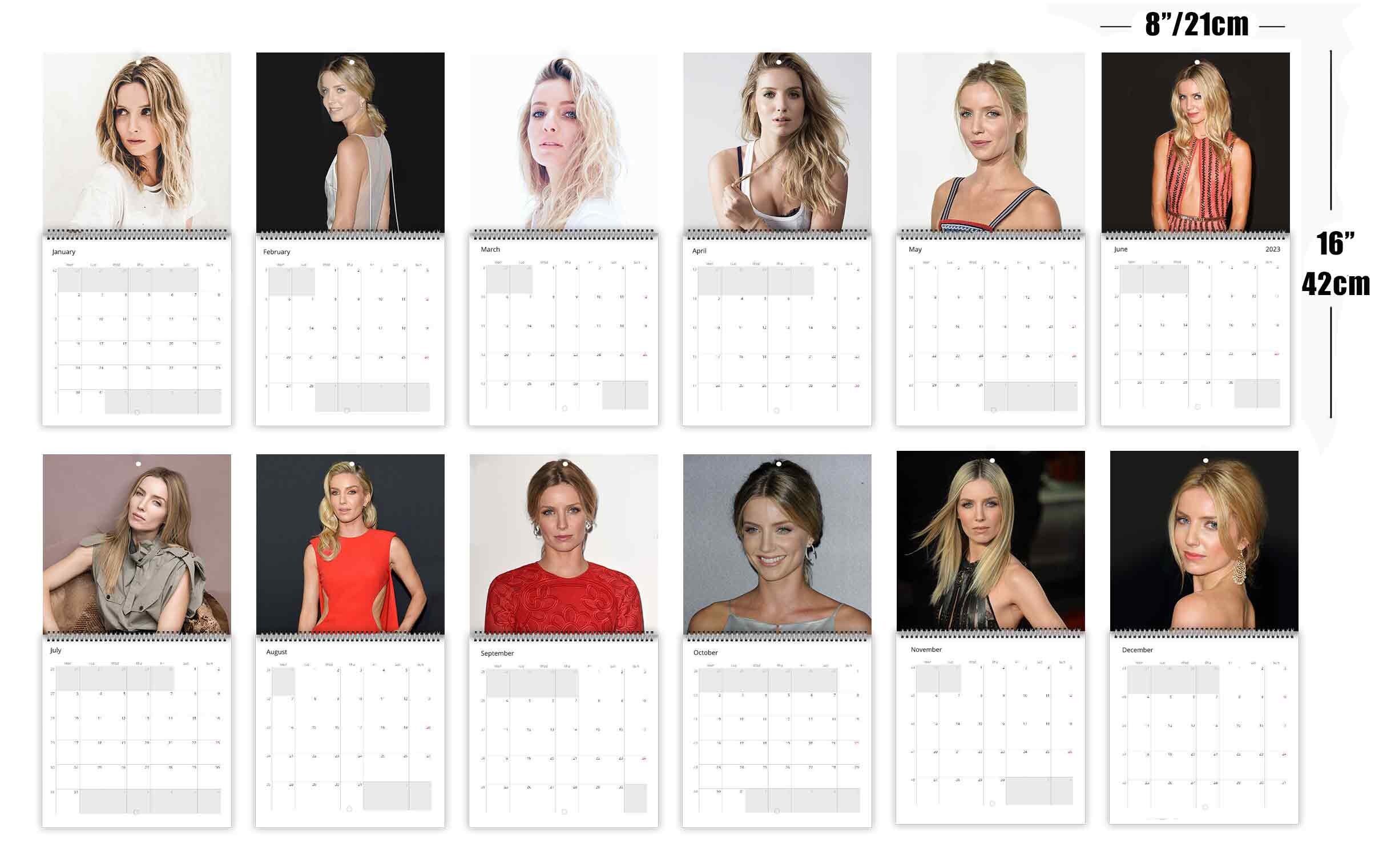 Annabelle Wallis Personalised 2024 Large Wall Calendar 12 Month Planner