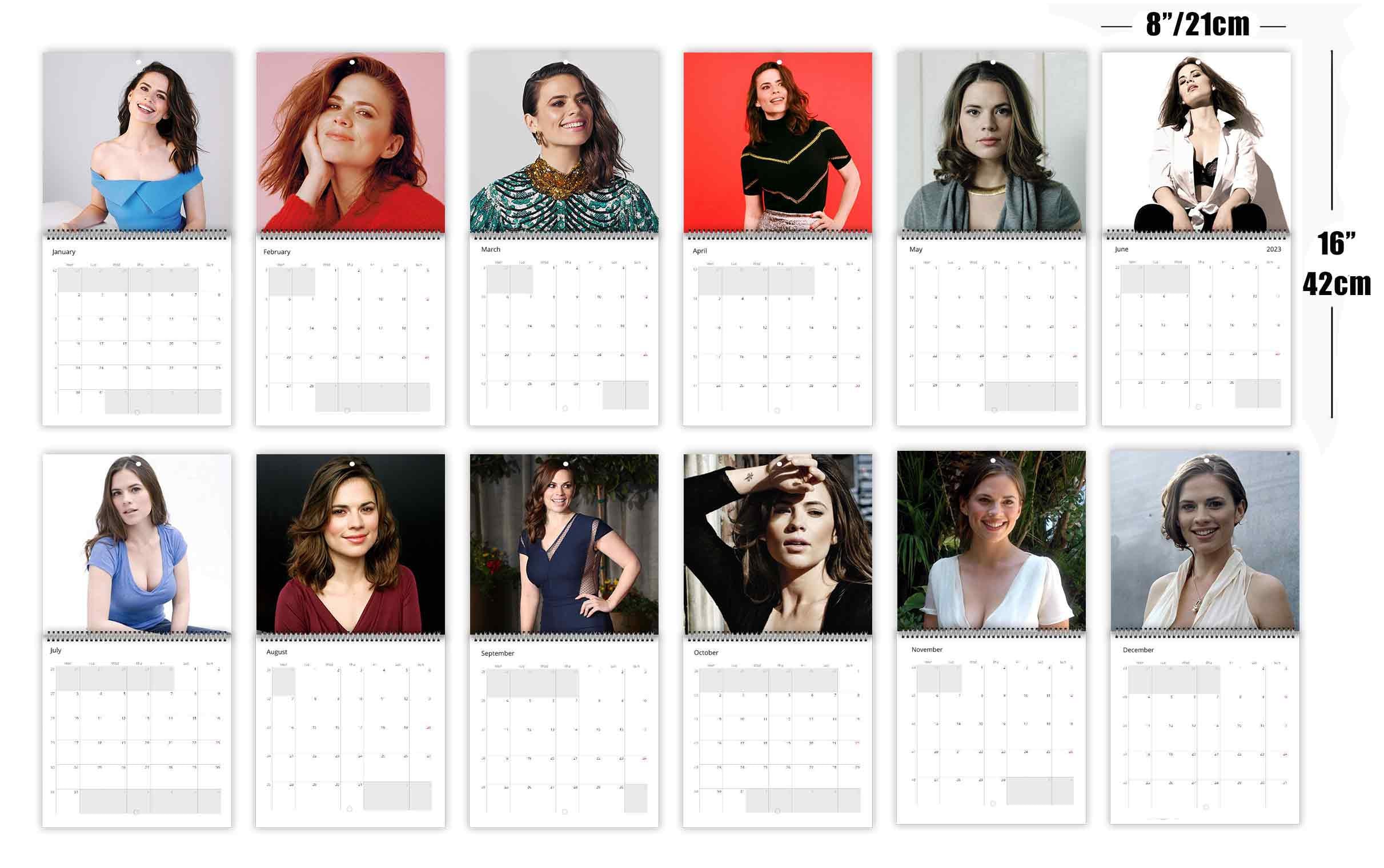 Hayley Atwell Personalised 2024 Large Wall Calendar 12 Month Planner