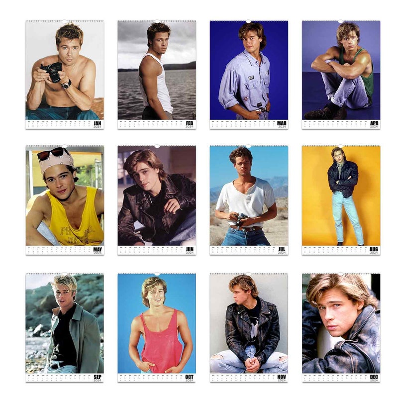 Brad Pitt 2024 Slim Dates Personalised Wall Calendar Etsy