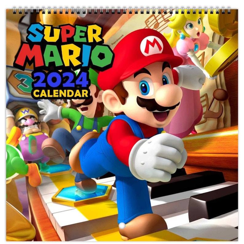 Super Mario Personalised 2024 Large Wall Calendar 12 Month Planner