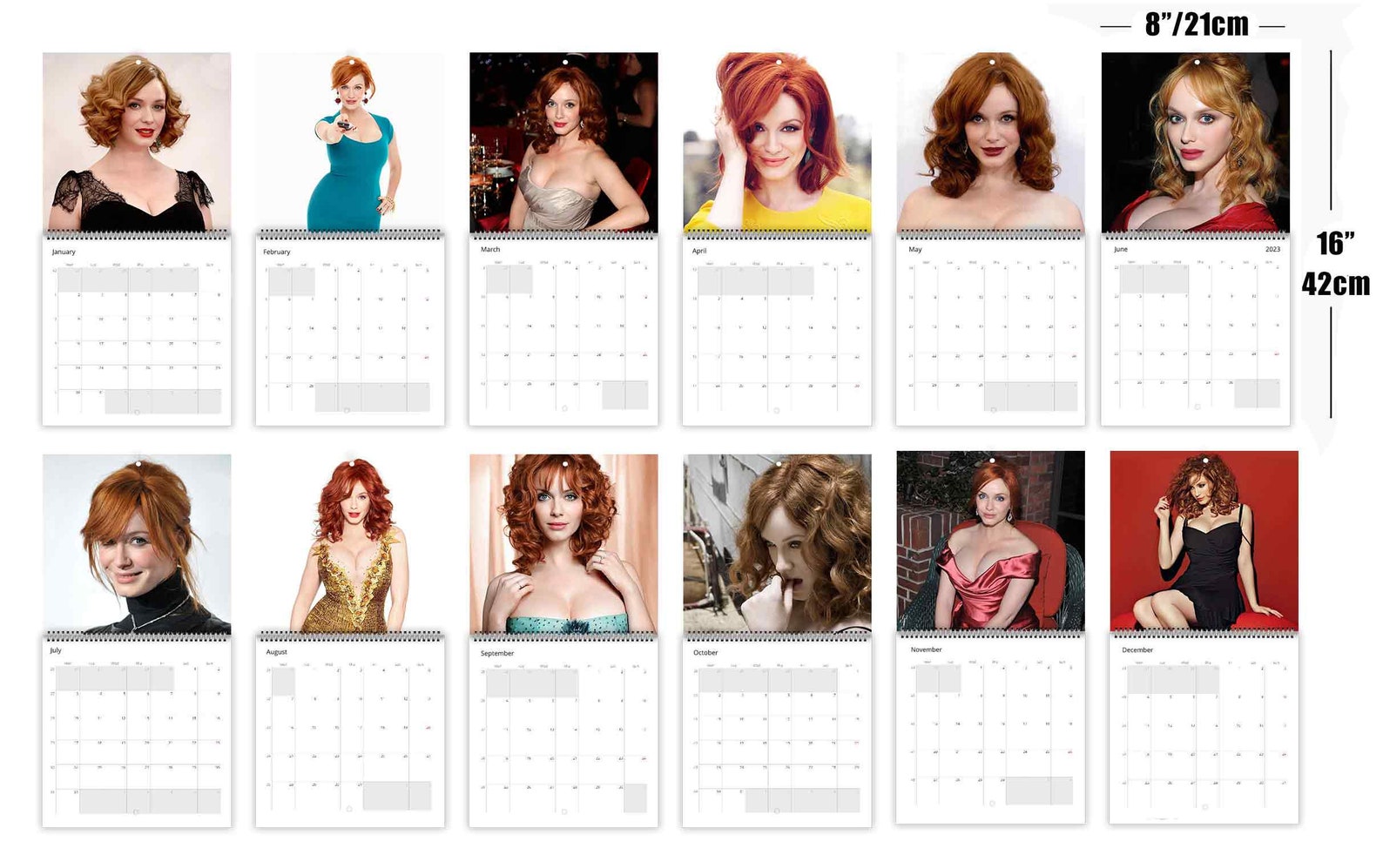 Christina Hendricks Personalised 2024 Large Wall Calendar 12 Month ...