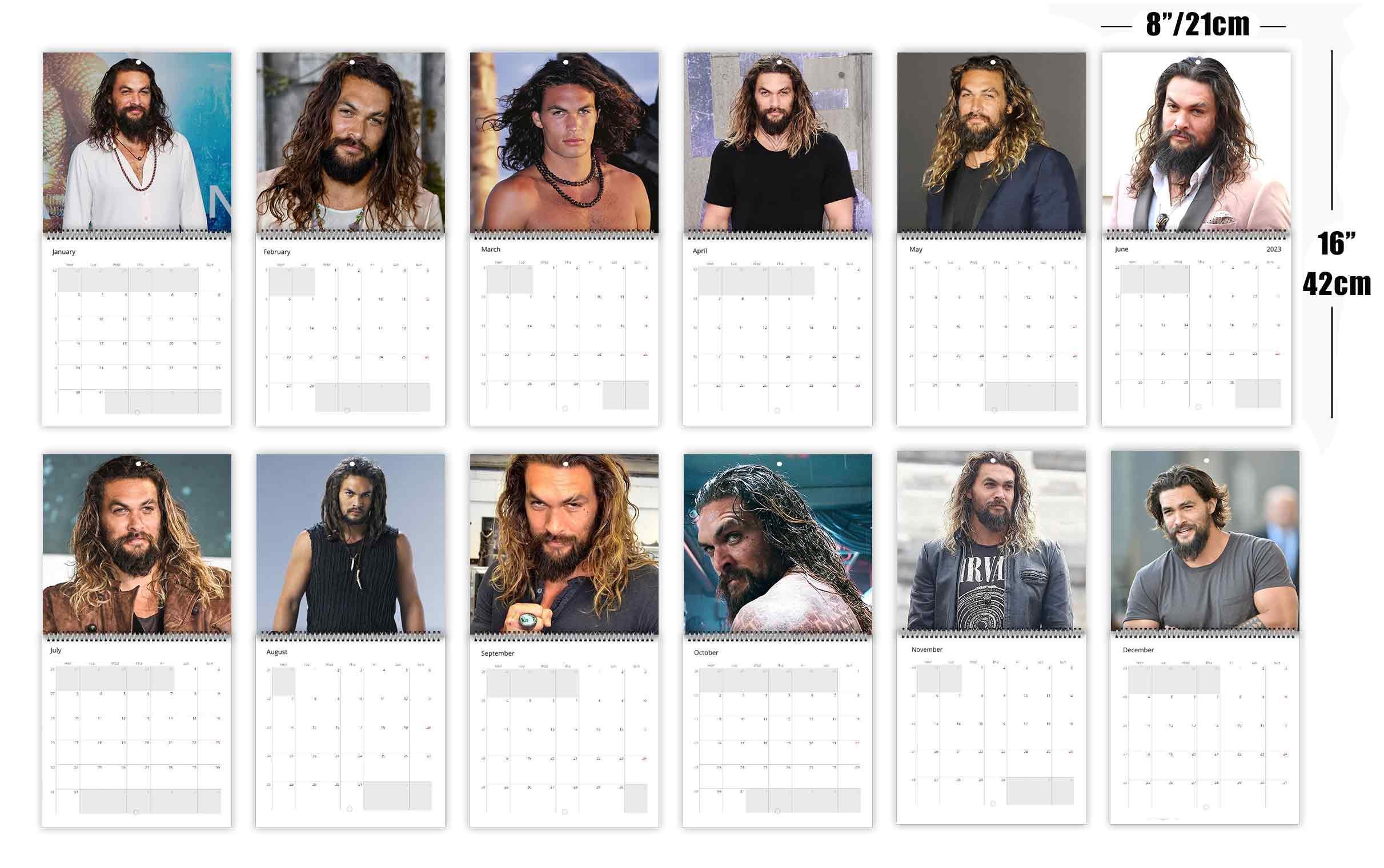 Jason Momoa Personalised 2024 Large Wall Calendar 12 Month Planner