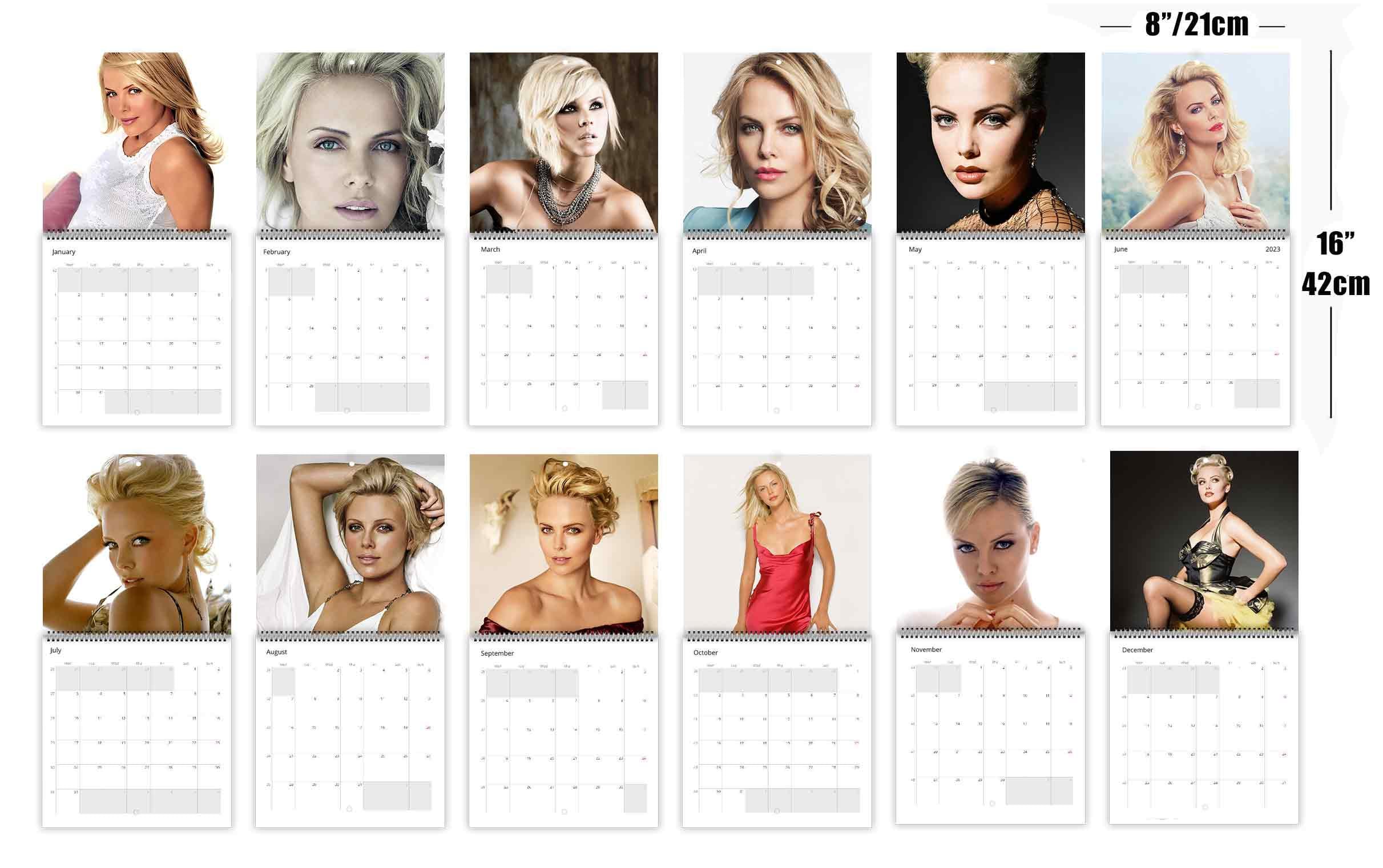 Charlize Theron Personalised 2024 Large Wall Calendar 12 Month Planner