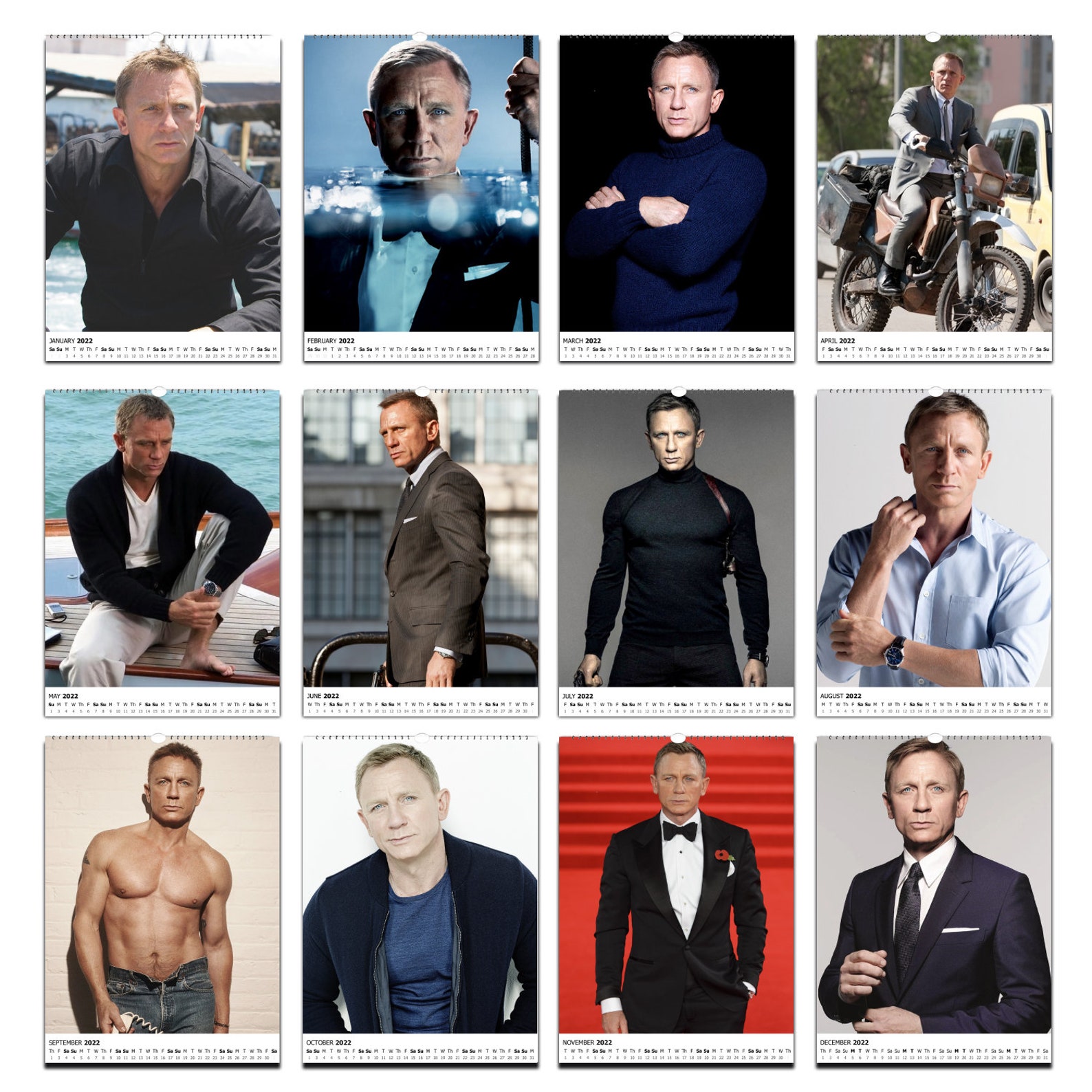 Daniel Craig 2023 Full Photo Personalised Wall Calendar Etsy Singapore