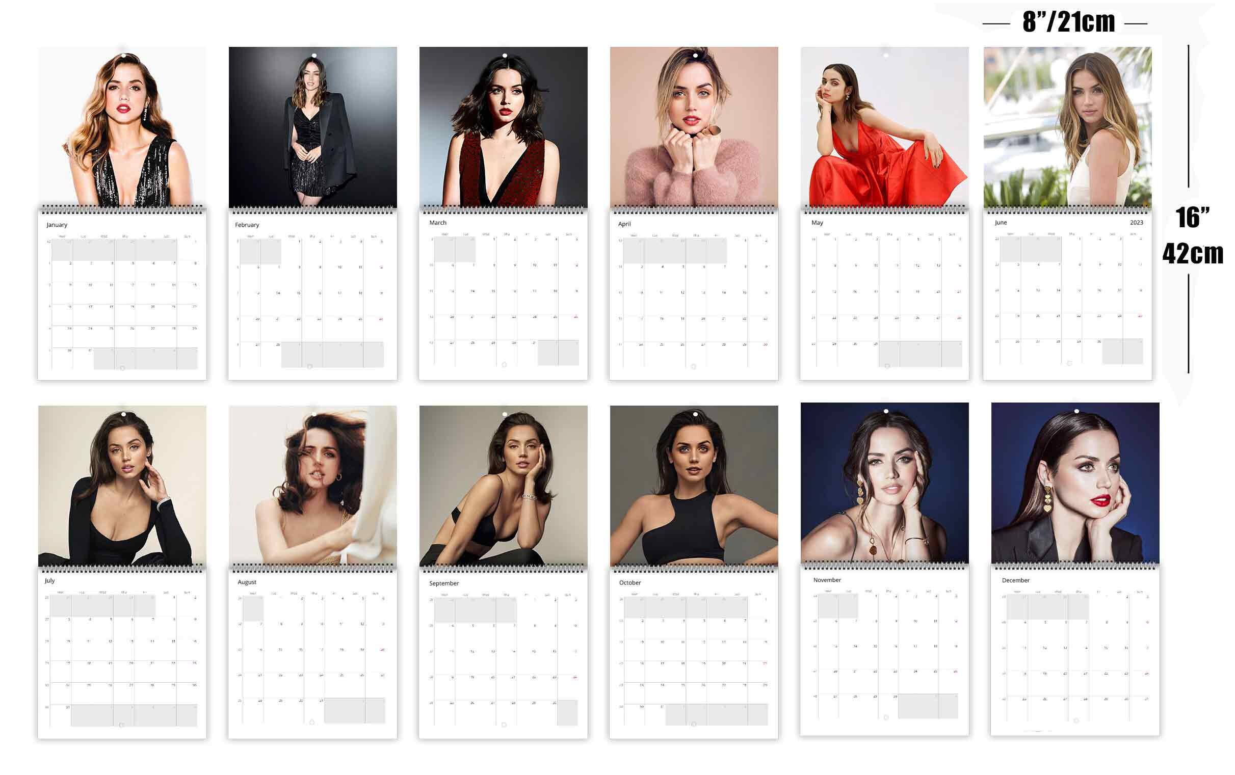 Ana De Armas Personalised 2024 Large Wall Calendar 12 Month Planner