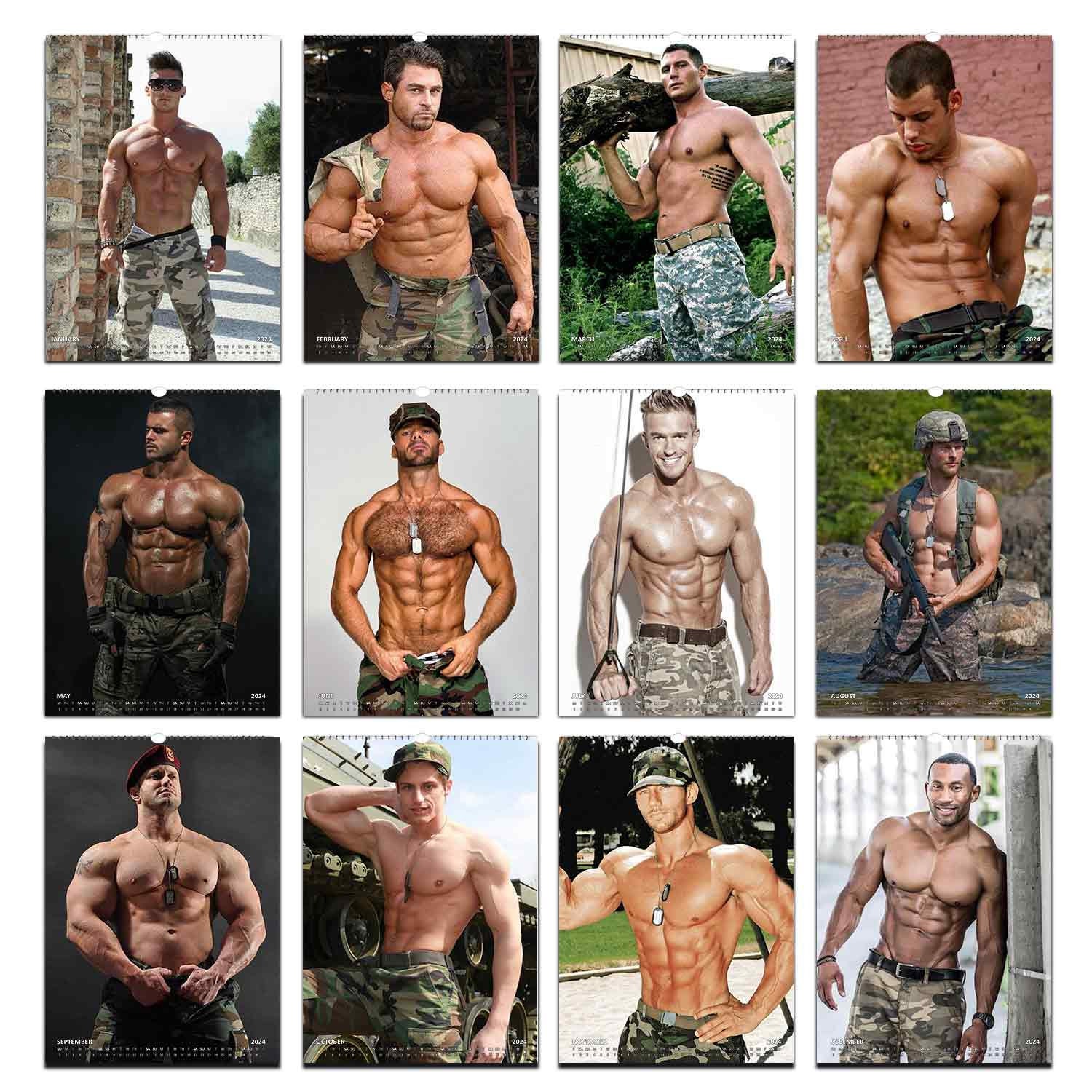 Soldier Hunks Pinups 2024 Calendar Slim Dates Personalised Wall soldier-hunks-pinups-2024-calendar-slim-dates-personalised-wall