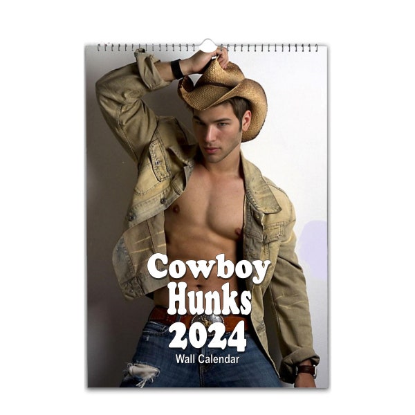 Cowboy Hunks Pinups 2024/25 | Choose Start Month | Calendar | slim dates personalised Wall calendar