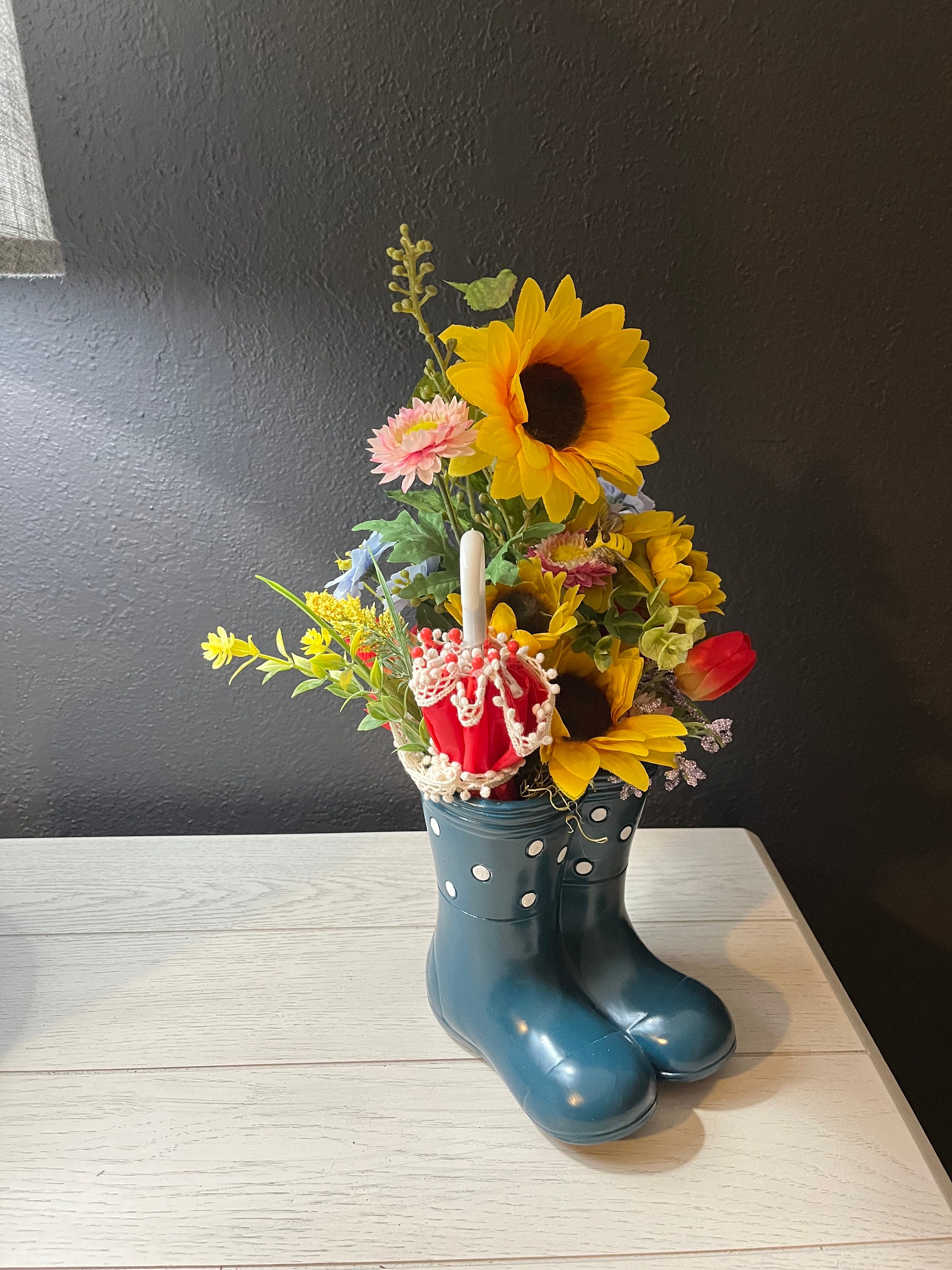 Rubber Ankle Rain Boots With Decorative Flower/Bowtie