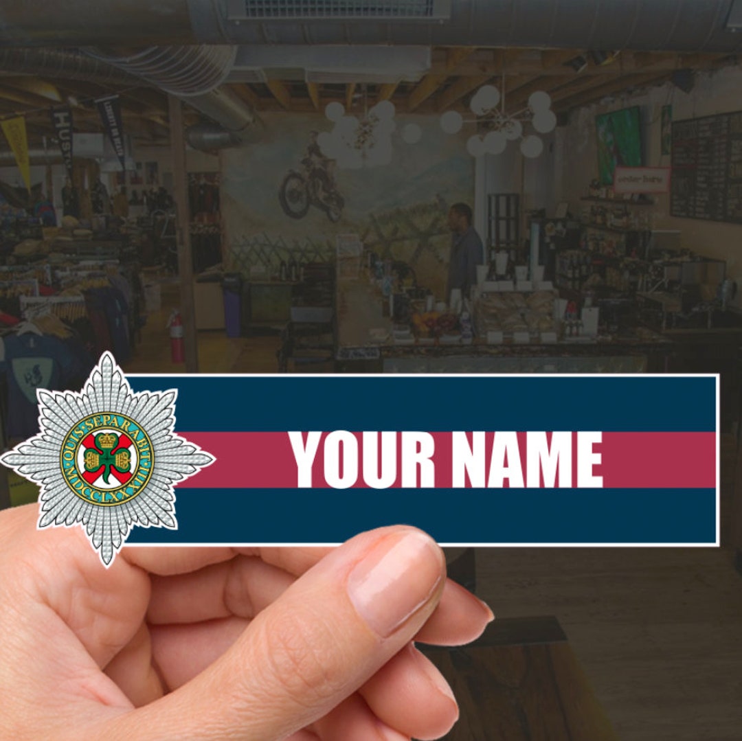 Custom Irish Guards Waterproof Vinyl Name Stickers Personalised
