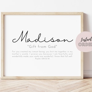 Madison Name Meaning Sign, Biblical Name Definition Print, Name Meaning Wall Art, Girl Name Meaning, Minimalist Name Meaning Art