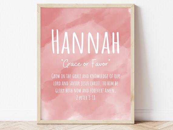 Hannah Name Meaning Name Meaning Print Boho Name (Download Now) 