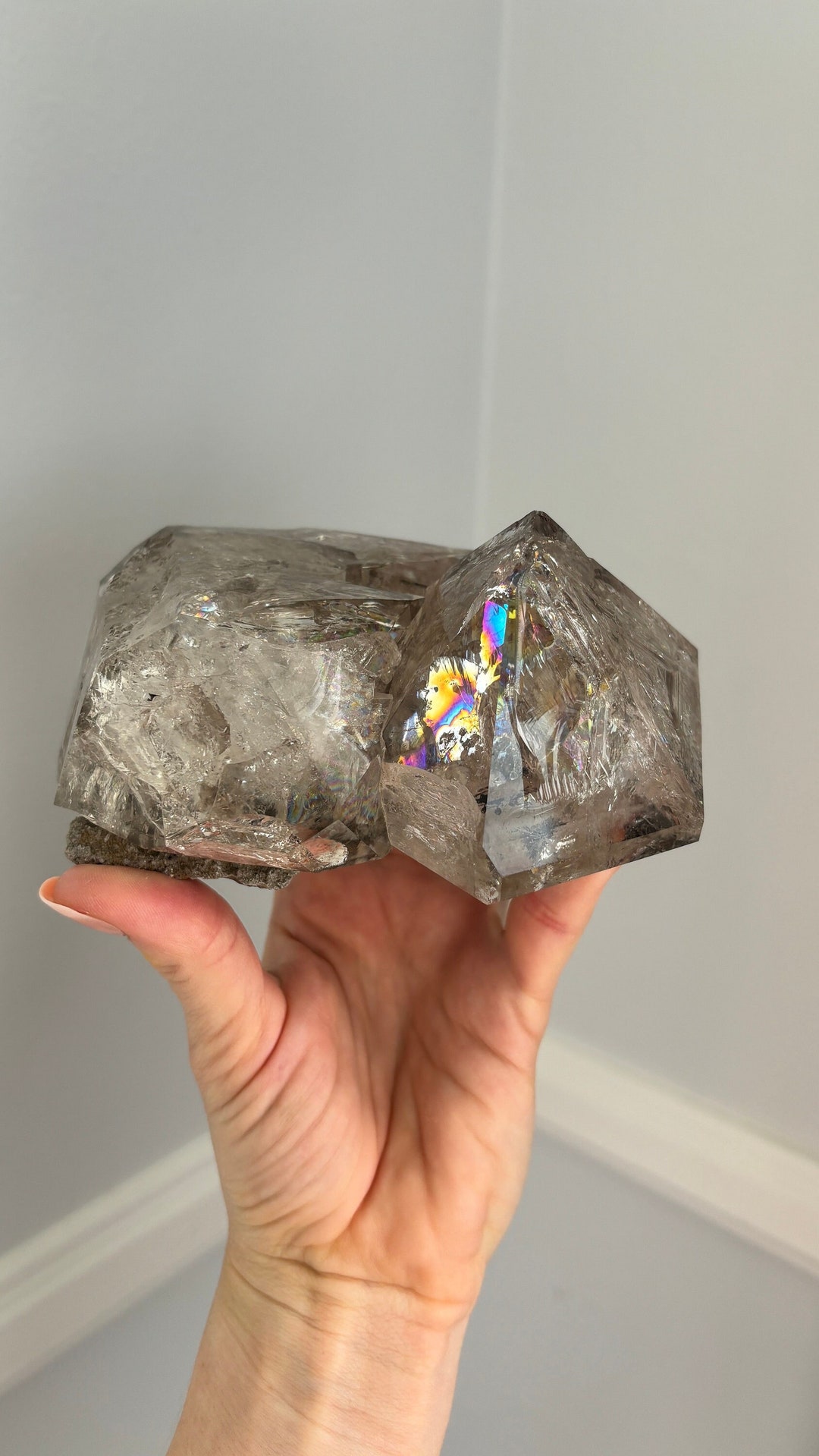 Large Herkimer Diamond Quartz Twin, Skeletal/ Elestial Formation