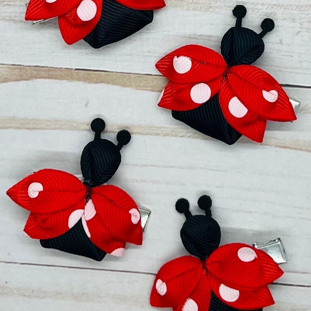Mini Ladybug Clips, Set of Two, Ladybug, Ladybug Bow, Hair Clips Etsy