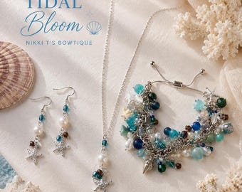 Freshwater Pearl Starfish Dangle Earrings | Coastal Beach Jewelry, Ocean Inspired, Handmade Silver Hooks