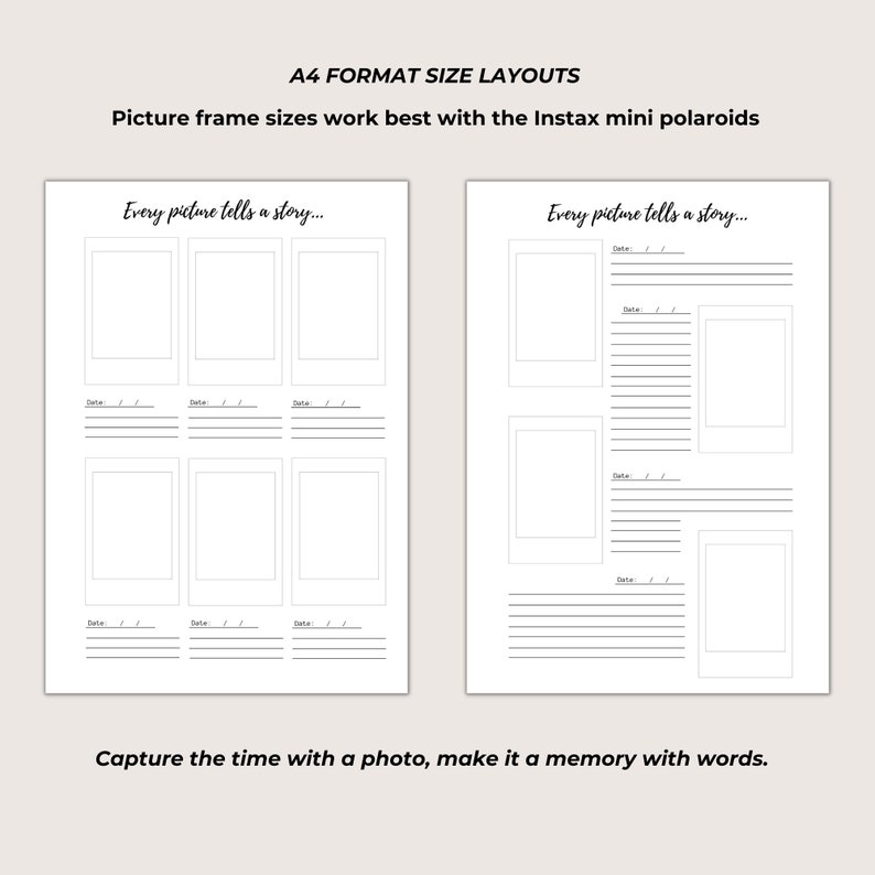 Printable Photo Album Pages, Polaroid Photo Album, Photo Diary ...
