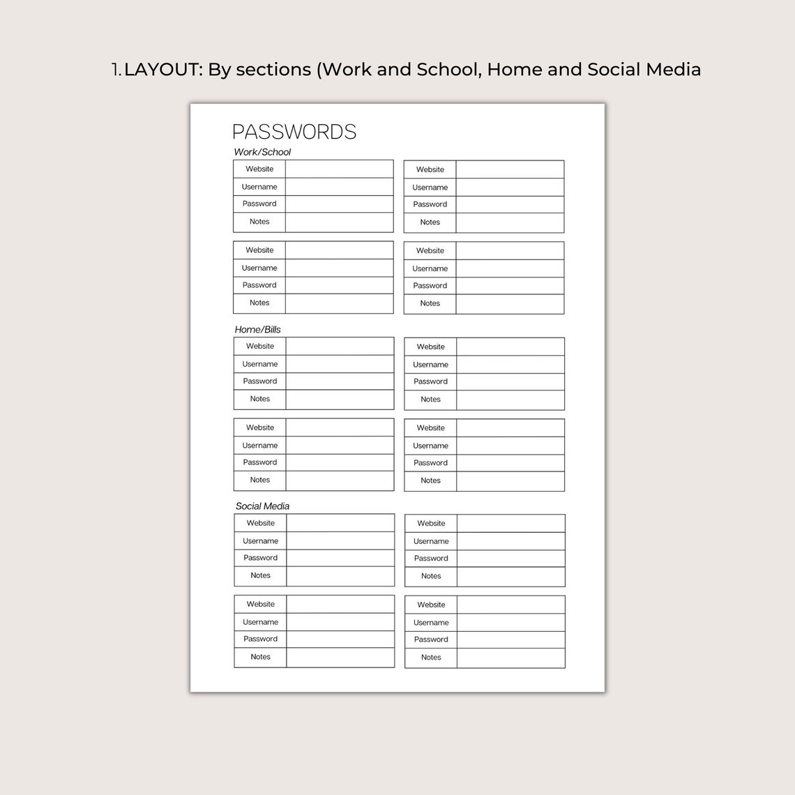 Password Tracker Printable, Password Log, Address Book Pages, Password ...